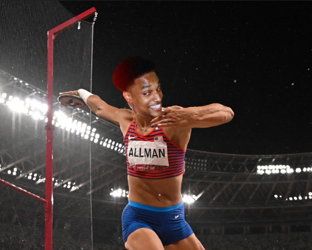 Discus throw athlete with meme face